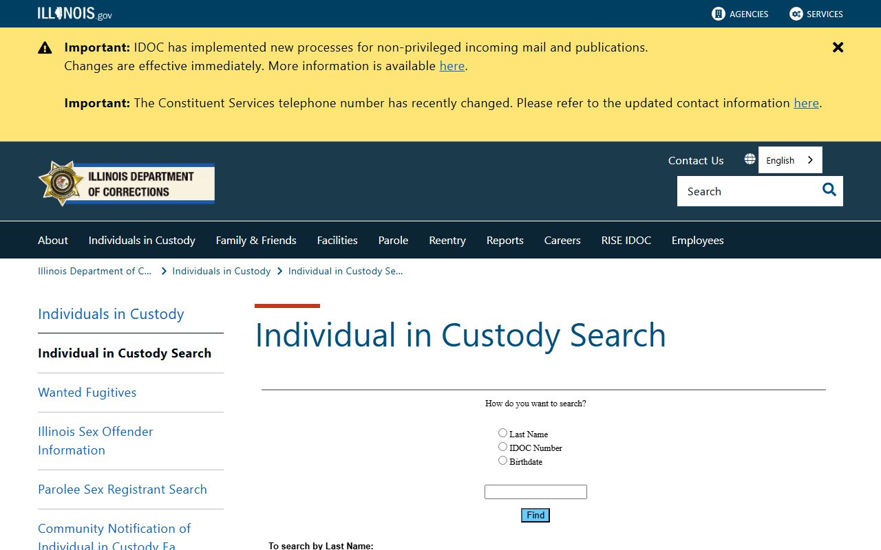 Kane County released inmate Illinois Department of Corrections statewide inmate search